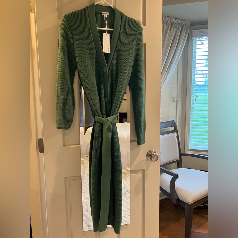 Minnie Rose Sage Knit Cardigan Size M
